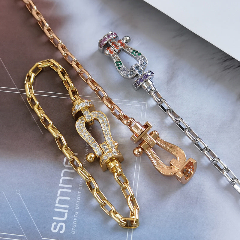 [✨Rose💎]BRACELET MÉTAL FORCE LARGE FERMOIR FER À CHEVAL