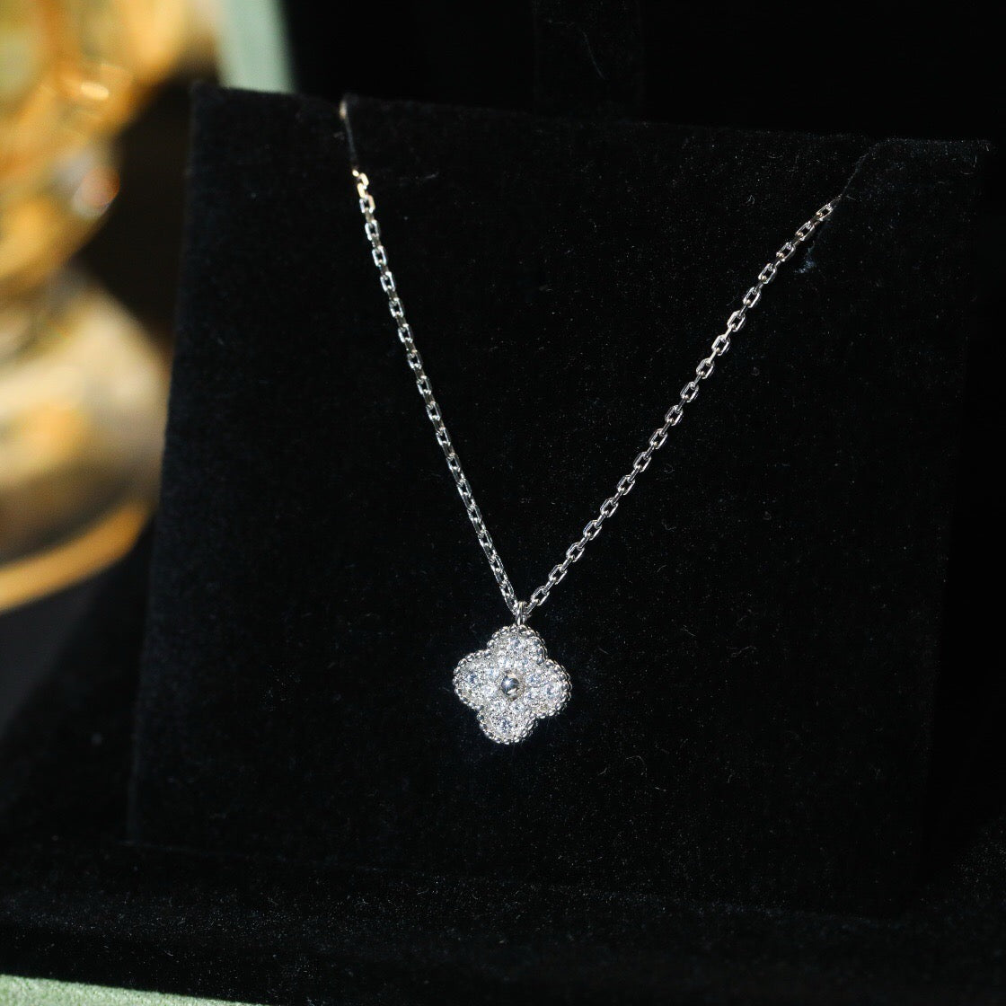 [✨Rose💎] COLLIER MINI PENDENTIF DIAMANT TRÈFLE 9,5 MM