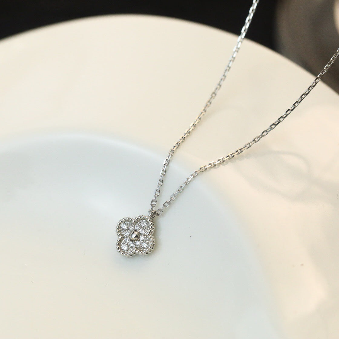[✨Rose💎] COLLIER MINI PENDENTIF DIAMANT TRÈFLE 9,5 MM
