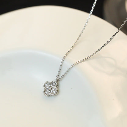 [✨Rose💎] COLLIER MINI PENDENTIF DIAMANT TRÈFLE 9,5 MM