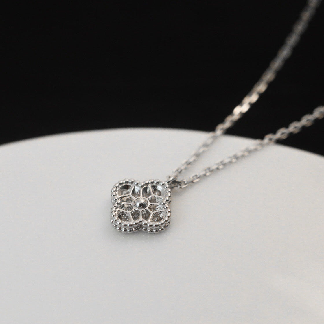 [✨Rose💎] COLLIER MINI PENDENTIF DIAMANT TRÈFLE 9,5 MM