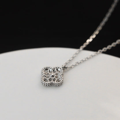 [✨Rose💎] COLLIER MINI PENDENTIF DIAMANT TRÈFLE 9,5 MM