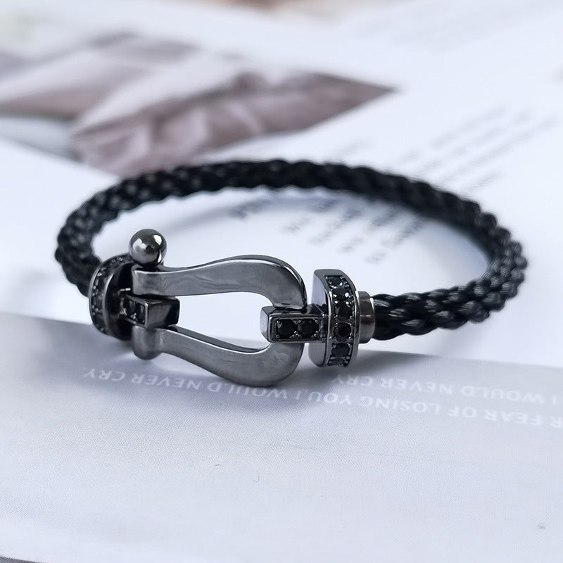 [✨Rose💎]BRACELET SAMOURAÏ NOIR FORCE LARGE SERIES FER À CHEVAL