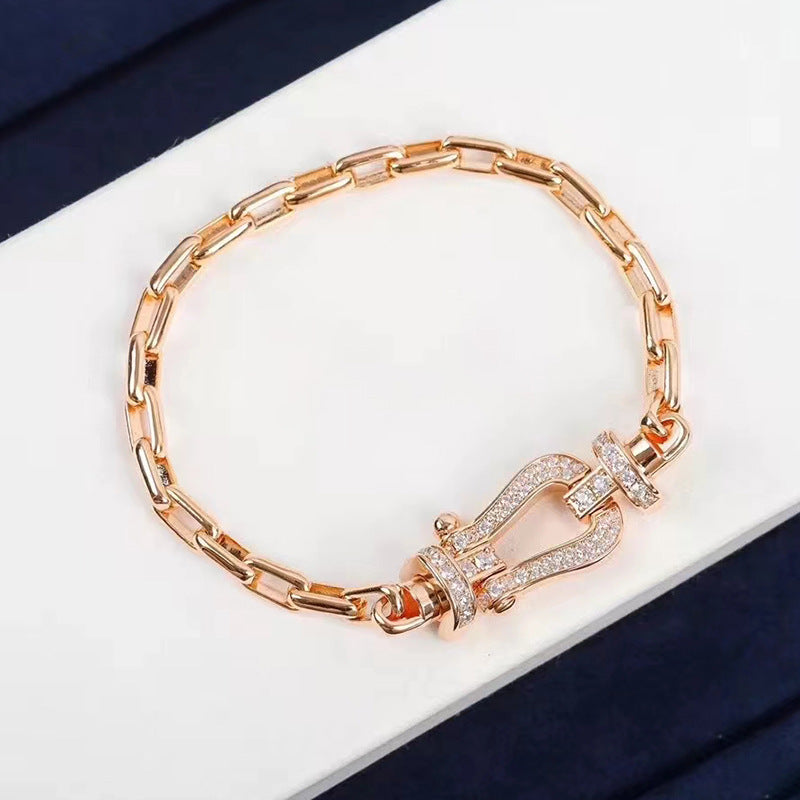 [✨Rose💎]BRACELET MÉTAL FORCE LARGE FERMOIR FER À CHEVAL