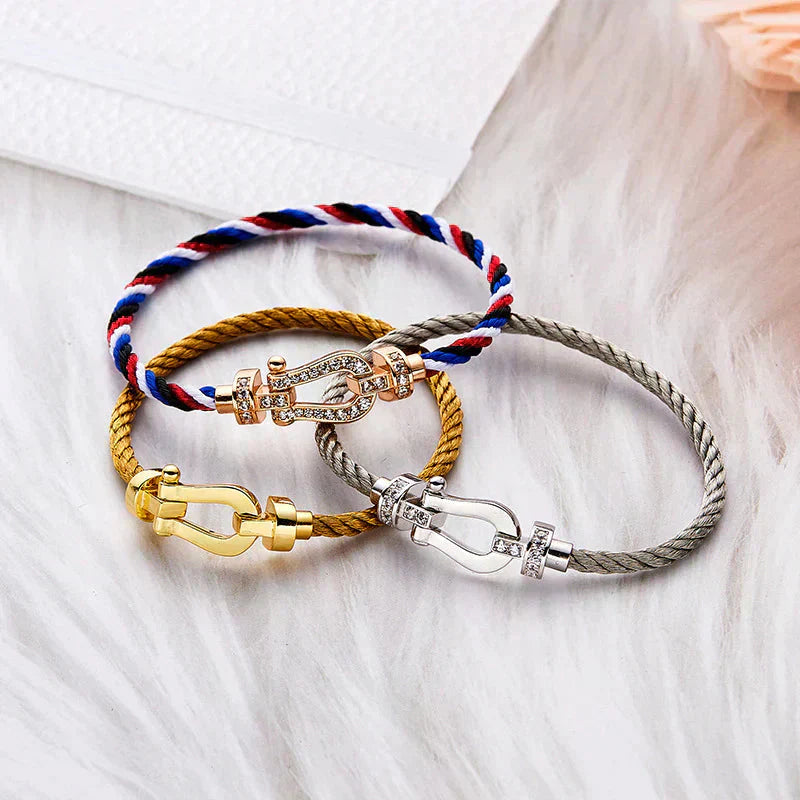 [✨Rose💎]BRACELET FORCE GRAND FER À CHEVAL SANS DIAMANT OR