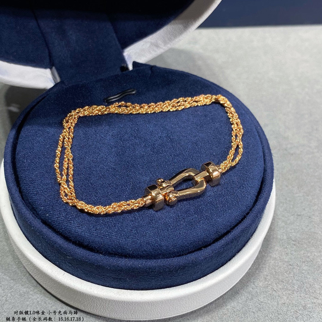 [✨Rose💎]BRACELET FORCE PETIT FER À CHEVAL EN CHAÎNE ET DIAMANT