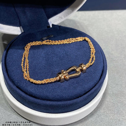 [✨Rose💎]BRACELET FORCE PETIT FER À CHEVAL EN CHAÎNE ET DIAMANT