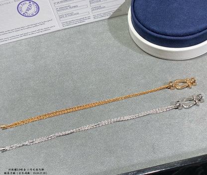 [✨Rose💎]BRACELET FORCE PETIT FER À CHEVAL EN CHAÎNE ET DIAMANT