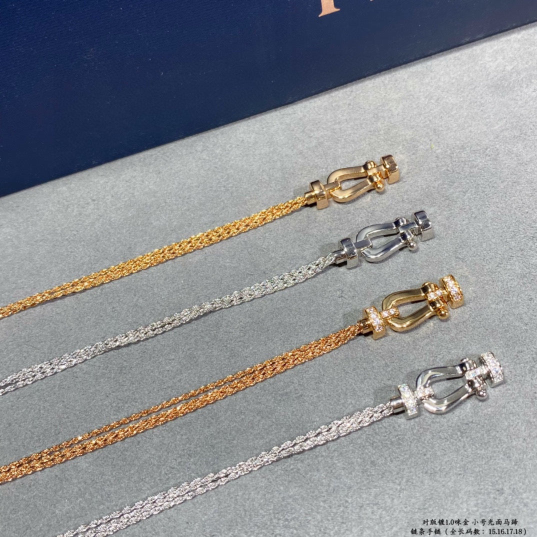 [✨Rose💎]BRACELET FORCE PETIT FER À CHEVAL EN CHAÎNE ET DIAMANT