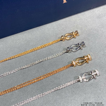 [✨Rose💎]BRACELET FORCE PETIT FER À CHEVAL EN CHAÎNE ET DIAMANT