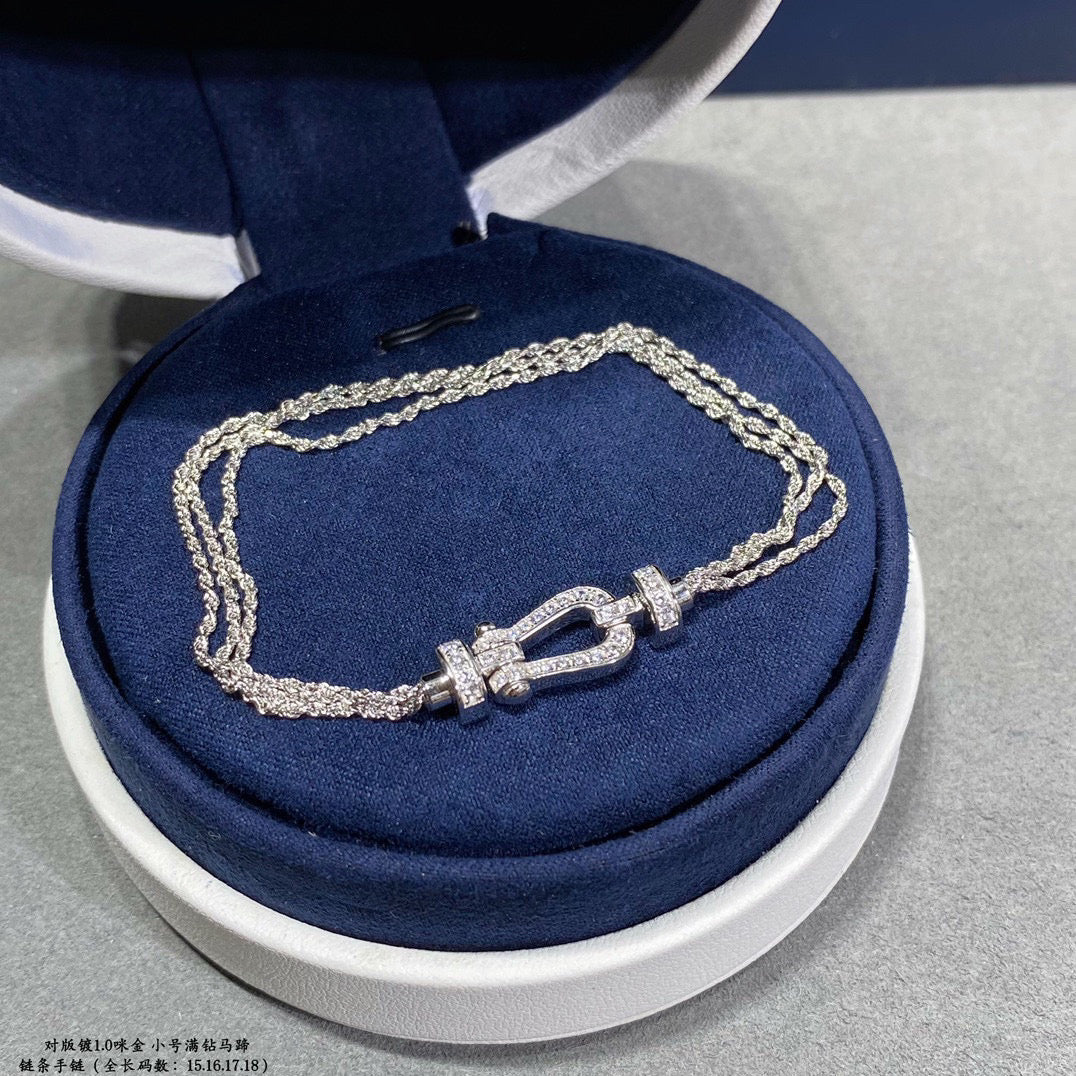 [✨Rose💎]BRACELET FORCE PETIT FER À CHEVAL EN CHAÎNE ET DIAMANT