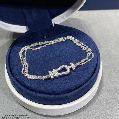 [✨Rose💎]BRACELET FORCE PETIT FER À CHEVAL EN CHAÎNE ET DIAMANT