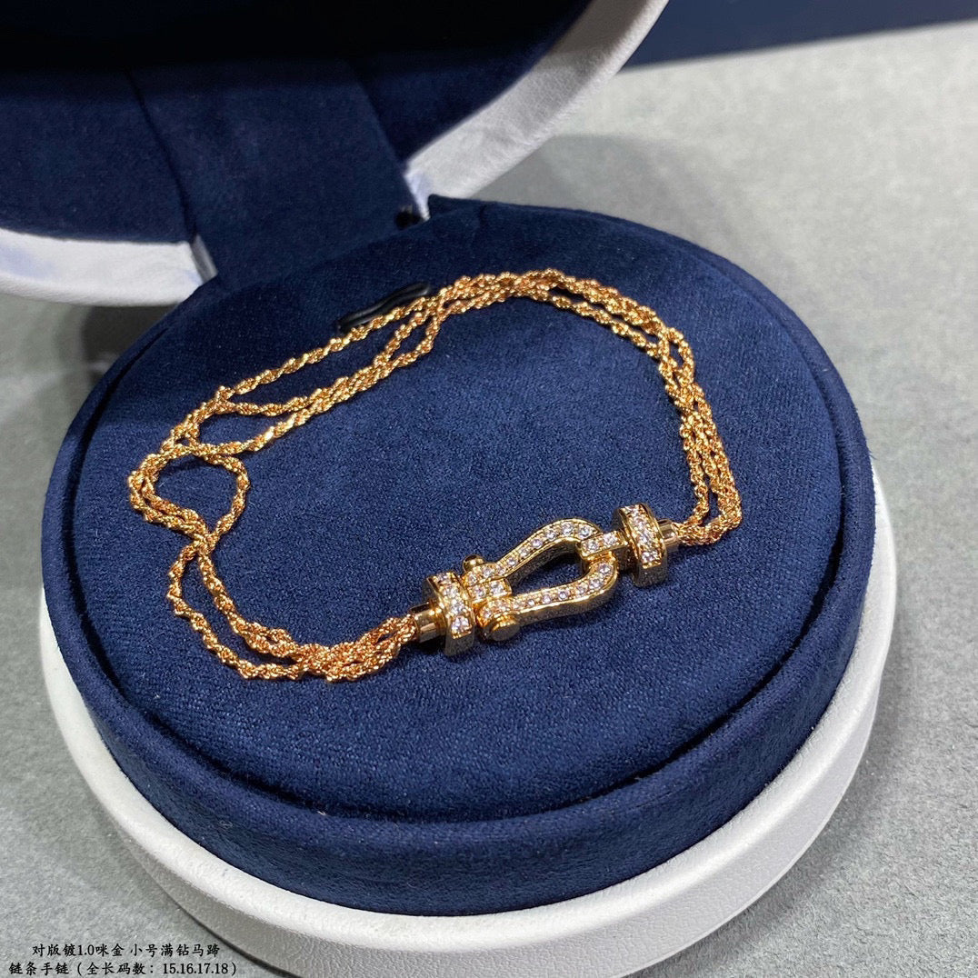 [✨Rose💎]BRACELET FORCE PETIT FER À CHEVAL EN CHAÎNE ET DIAMANT