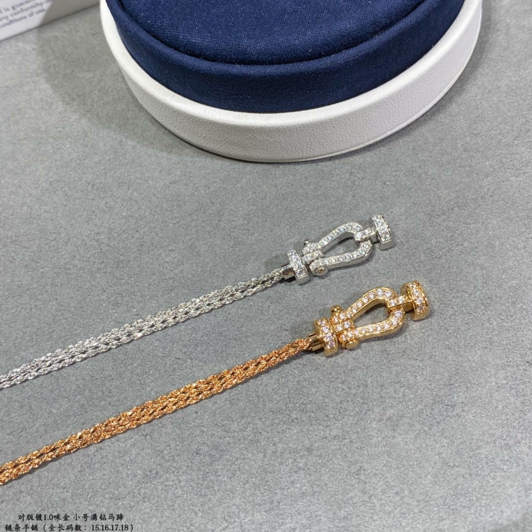 [✨Rose💎]BRACELET FORCE PETIT FER À CHEVAL EN CHAÎNE ET DIAMANT