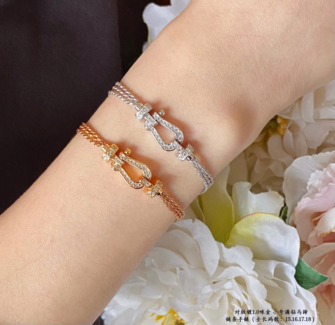 [✨Rose💎]BRACELET FORCE PETIT FER À CHEVAL EN CHAÎNE ET DIAMANT