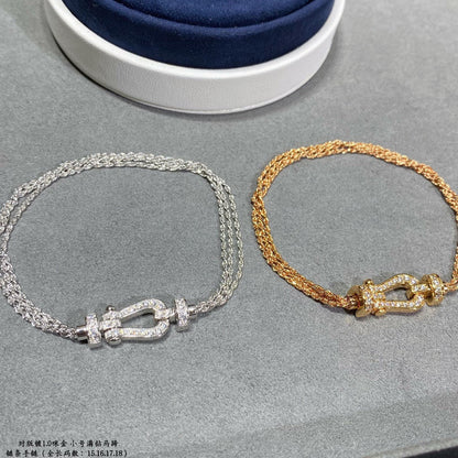 [✨Rose💎]BRACELET FORCE PETIT FER À CHEVAL EN CHAÎNE ET DIAMANT