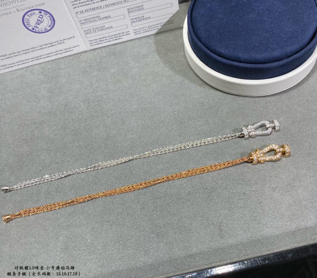 [✨Rose💎]BRACELET FORCE PETIT FER À CHEVAL EN CHAÎNE ET DIAMANT