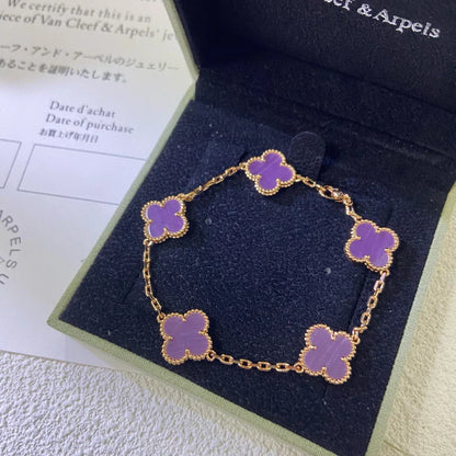 [✨Rose💎] CLOVER 5 MOTIF VIOLET BRACELET COLLECTION