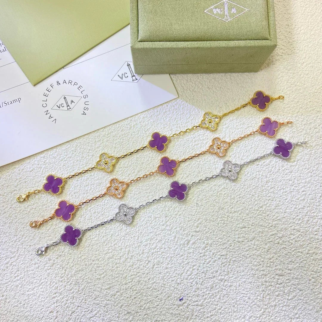[✨Rose💎] CLOVER 5 MOTIF VIOLET BRACELET COLLECTION