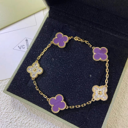 [✨Rose💎] CLOVER 5 MOTIF VIOLET BRACELET COLLECTION