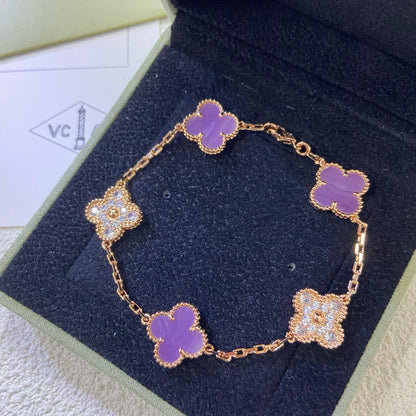 [✨Rose💎] CLOVER 5 MOTIF VIOLET BRACELET COLLECTION