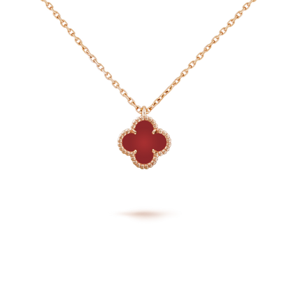 [✨Rose💎] COLLIER MINI TRÈFLE CORNALINES BLANCHES 9,5 MM