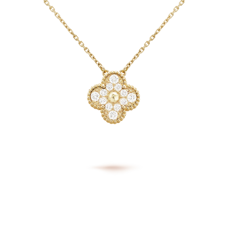 [✨Rose💎] COLLIER FLEUR UNIQUE EN DIAMANT TRÈFLE 15 MM