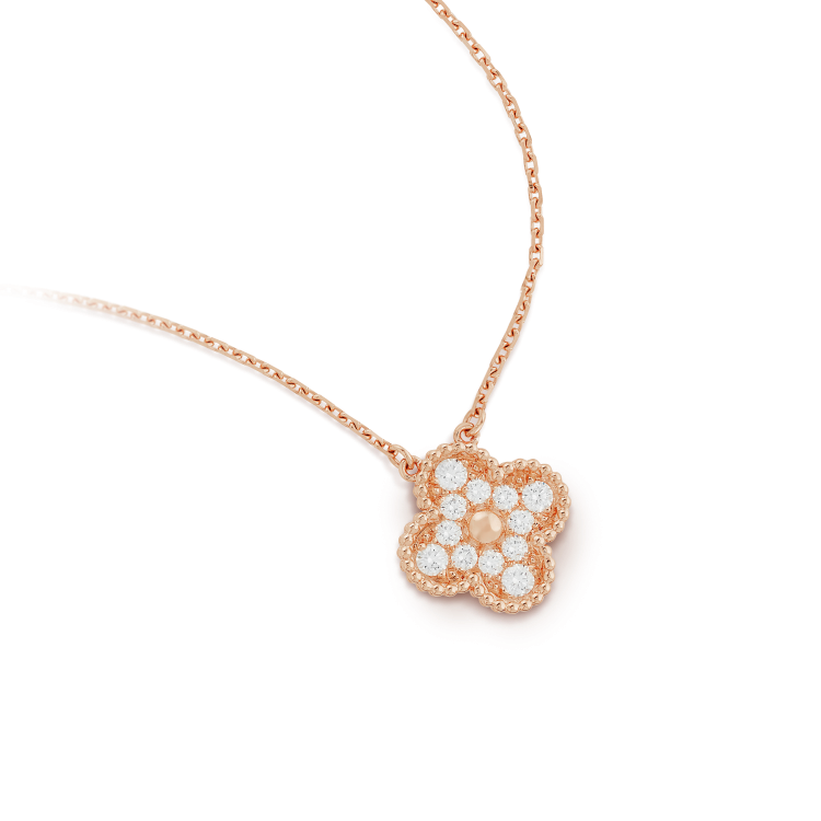 [✨Rose💎] COLLIER FLEUR UNIQUE EN DIAMANT TRÈFLE 15 MM