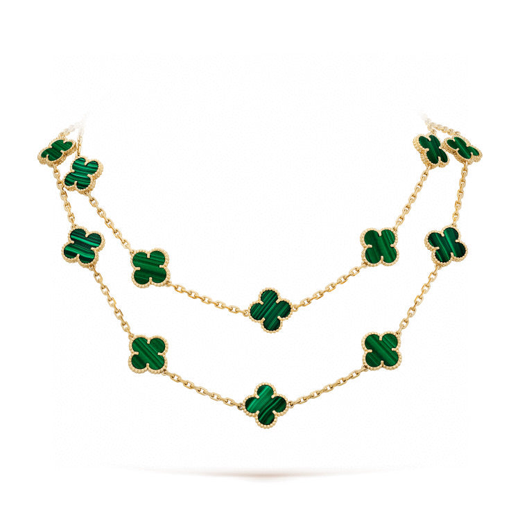 [✨Rose💎]TRÈFLE 20 MOTIFS MALACHITE OR