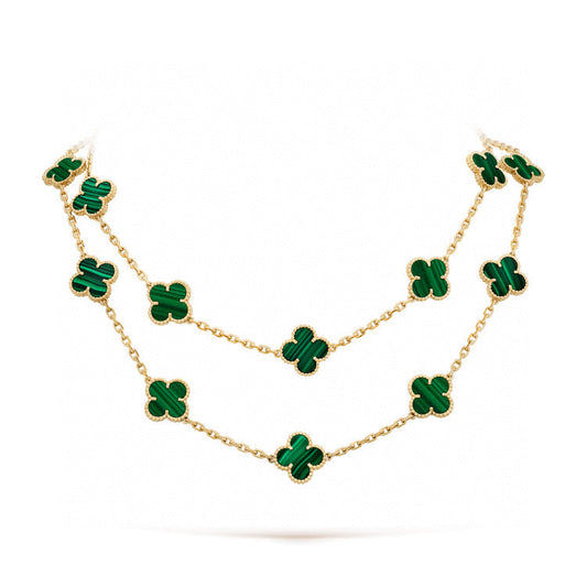 [✨Rose💎]TRÈFLE 20 MOTIFS MALACHITE OR