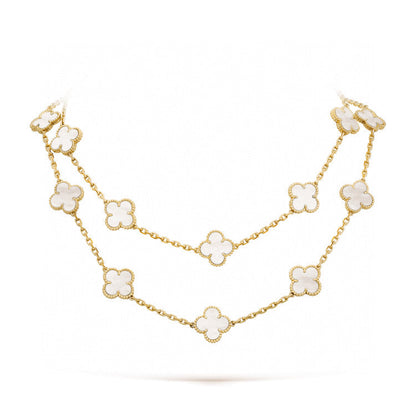 [✨Rose💎] COLLIER TRÈFLE 20 MOTIFS EN NACRE BLANCHE