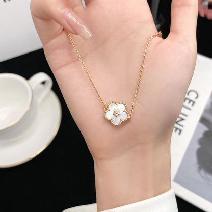 [✨Rose💎]BRACELET PORTE-BONHEUR EN FLEUR DE PRUNIER À NACRE BLANCHE
