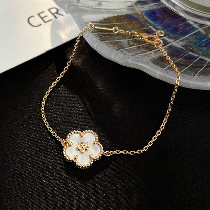 [✨Rose💎]BRACELET PORTE-BONHEUR EN FLEUR DE PRUNIER À NACRE BLANCHE