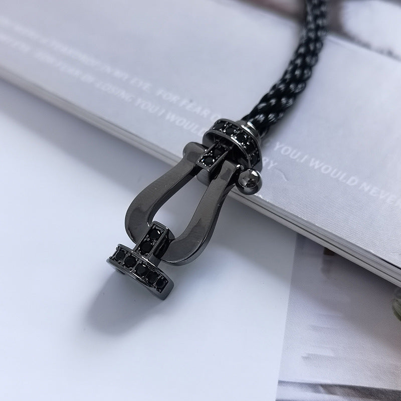 [✨Rose💎]BRACELET SAMOURAÏ NOIR FORCE LARGE SERIES FER À CHEVAL