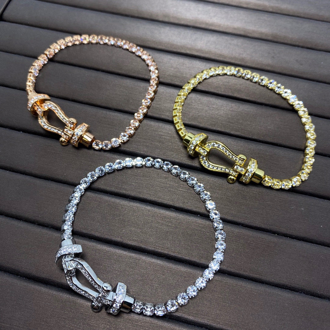 [✨Rose💎]BRACELET DE TENNIS FORCE FER À CHEVAL DIAMANT
