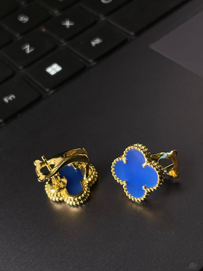 [✨Rose💎]CLOVER LARGE (20mm) 1 MOTIFS BLUE MOP STUD EARRINGS