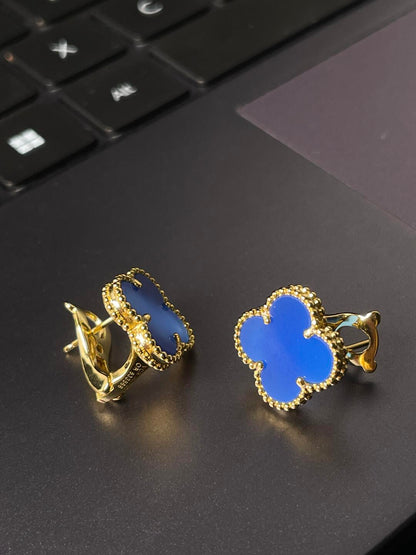 [✨Rose💎]CLOVER LARGE (20mm) 1 MOTIFS BLUE MOP STUD EARRINGS