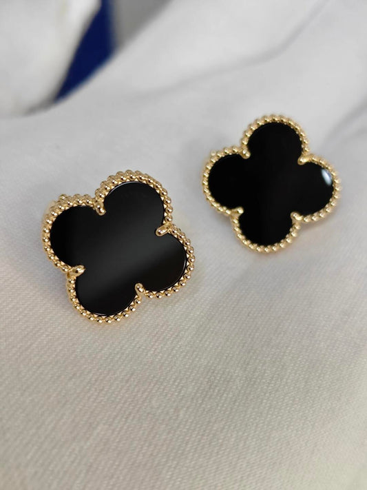 [Rose Jewelry]CLOVER 20MM BLACK MOP EARRINGS