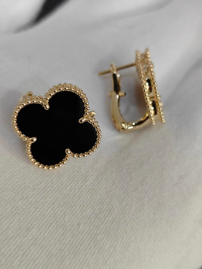 [Rose Jewelry]CLOVER 20MM BLACK MOP EARRINGS