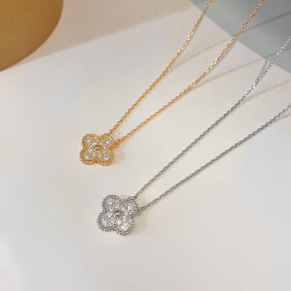 [✨Rose💎] COLLIER FLEUR UNIQUE EN DIAMANT TRÈFLE 15 MM