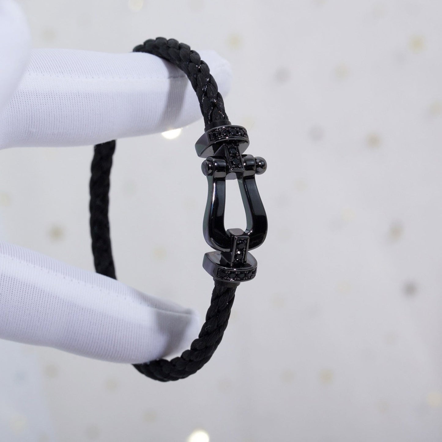 [✨Rose💎]BRACELET SAMOURAÏ NOIR FORCE LARGE SERIES FER À CHEVAL