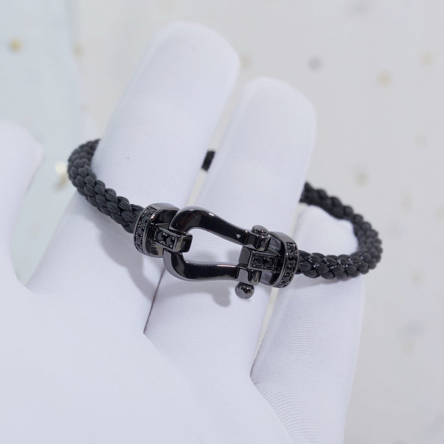 [✨Rose💎]BRACELET SAMOURAÏ NOIR FORCE LARGE SERIES FER À CHEVAL