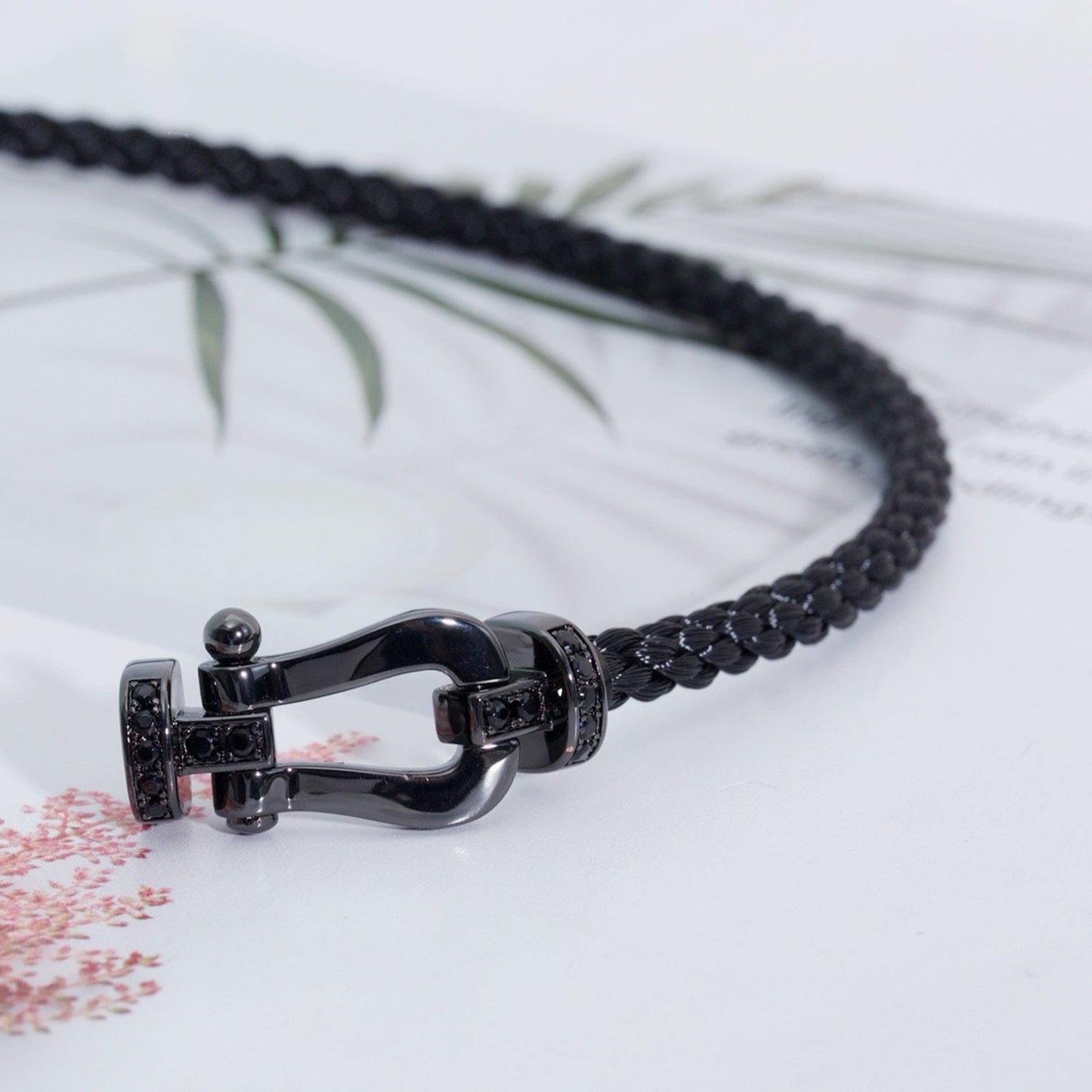 [✨Rose💎]BRACELET SAMOURAÏ NOIR FORCE LARGE SERIES FER À CHEVAL