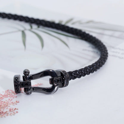 [✨Rose💎]BRACELET SAMOURAÏ NOIR FORCE LARGE SERIES FER À CHEVAL