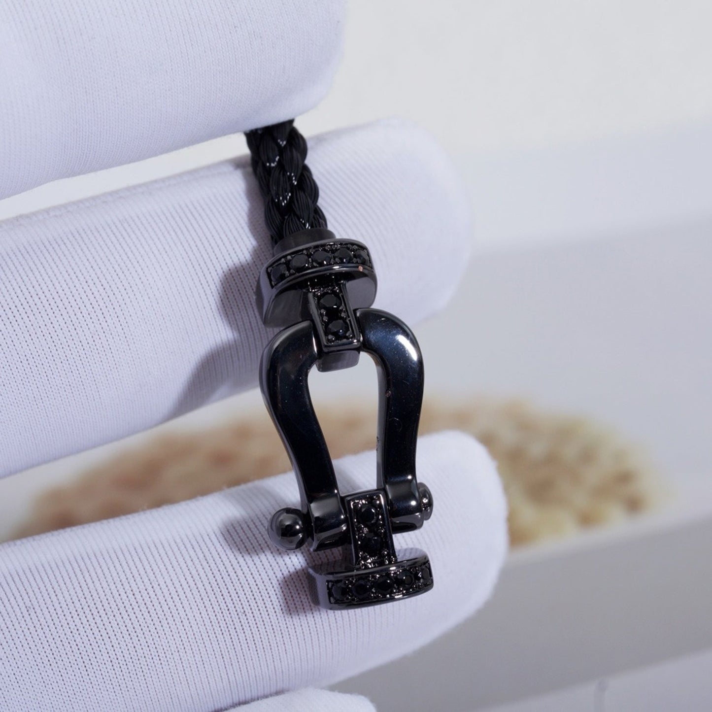 [✨Rose💎]BRACELET SAMOURAÏ NOIR FORCE LARGE SERIES FER À CHEVAL