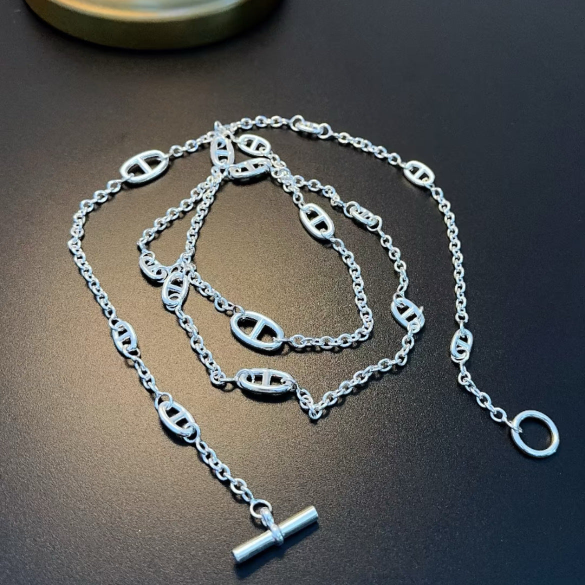 [✨Rose💎] COLLIER PENDENTIF CHAINE D'ANCRE HM ARGENT MASSIF 