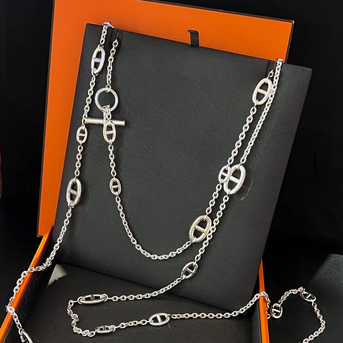 [✨Rose💎] COLLIER PENDENTIF CHAINE D'ANCRE HM ARGENT MASSIF 