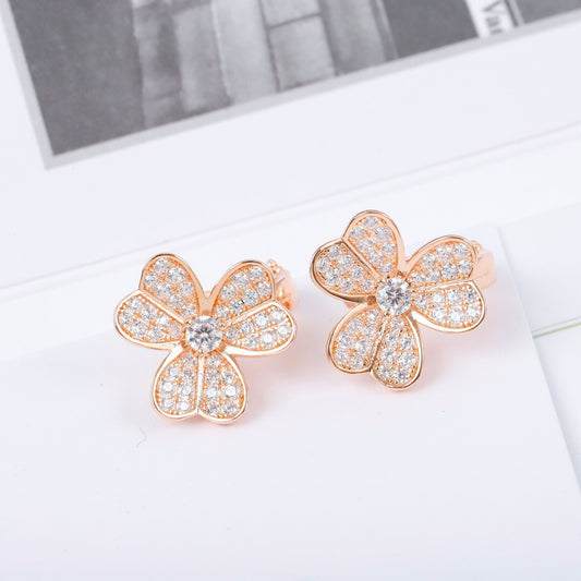[✨Rose💎]CLOVER COMOS DIAMOND EARRINGS PINK GOLD