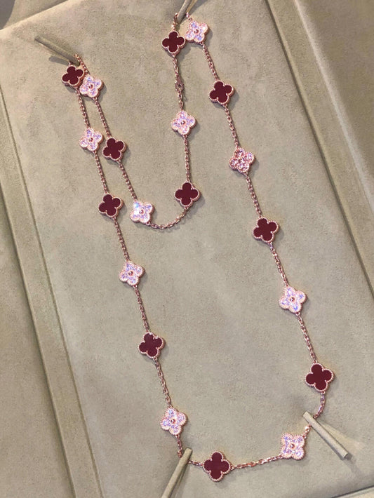 [✨Rose💎]TRÈFLE 20 MOTIFS ONYX DIAMANT ARGENT