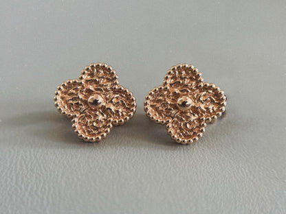 [✨Rose💎] BOUCLES D'OREILLES ŒIL DE TIGRE MOYENNES À 1 MOTIF CLOVER